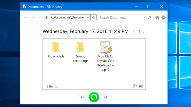 file history Windows 10