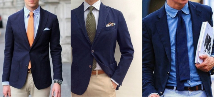 What color shirt with blue blazer