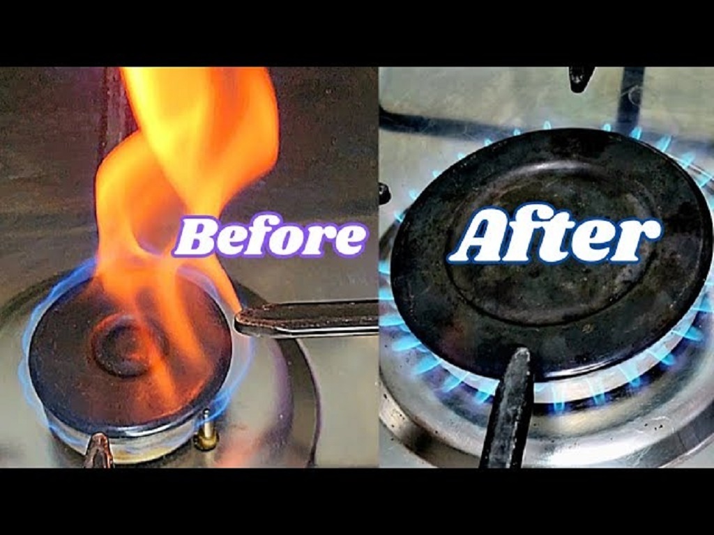 How do you fix orange flames on a gas stove