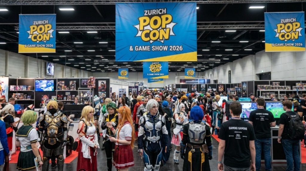 Cosplayers and gaming fans gathered at Messe Zürich for the Zurich Pop Con and Game Show 2026