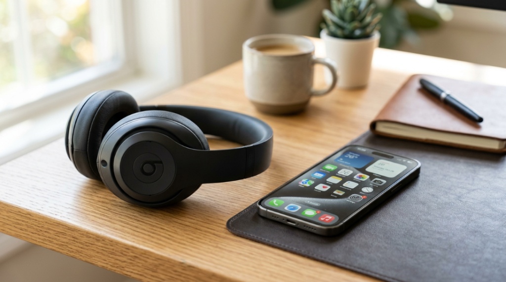 Person wearing red Beats wireless earbuds during an intense fitness gym workout.