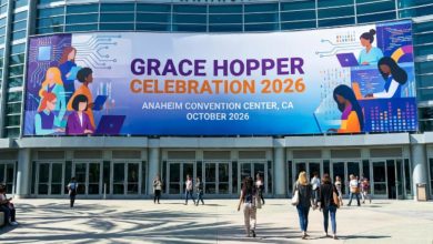 Grace Hopper Celebration 2026 Anaheim convention center event banner October