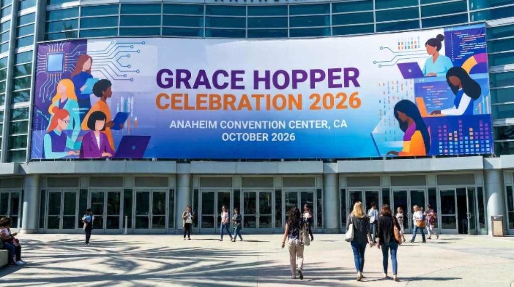 Grace Hopper Celebration 2026 Anaheim convention center event banner October