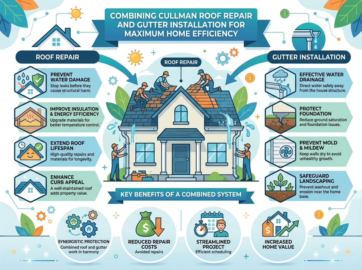 Boost home efficiency with top Cullman roof repair and gutter installation. Protect against leaks, lower energy costs, and schedule a local inspection today!