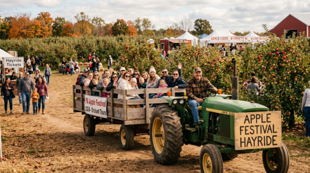 Orchard hayride at Pennsylvania apple festival 2026