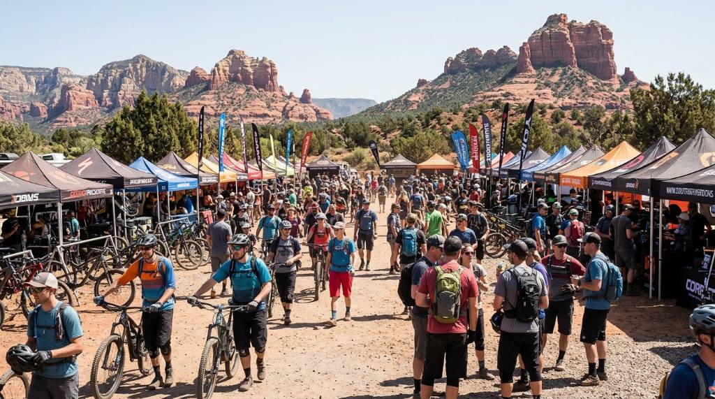 Mountain bikers gathered at Posse Grounds Park expo at the Sedona festival weekend
