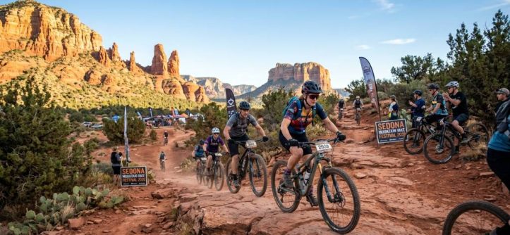 Riders exploring red rock trails during the Sedona Mountain Bike Festival 2026 in November